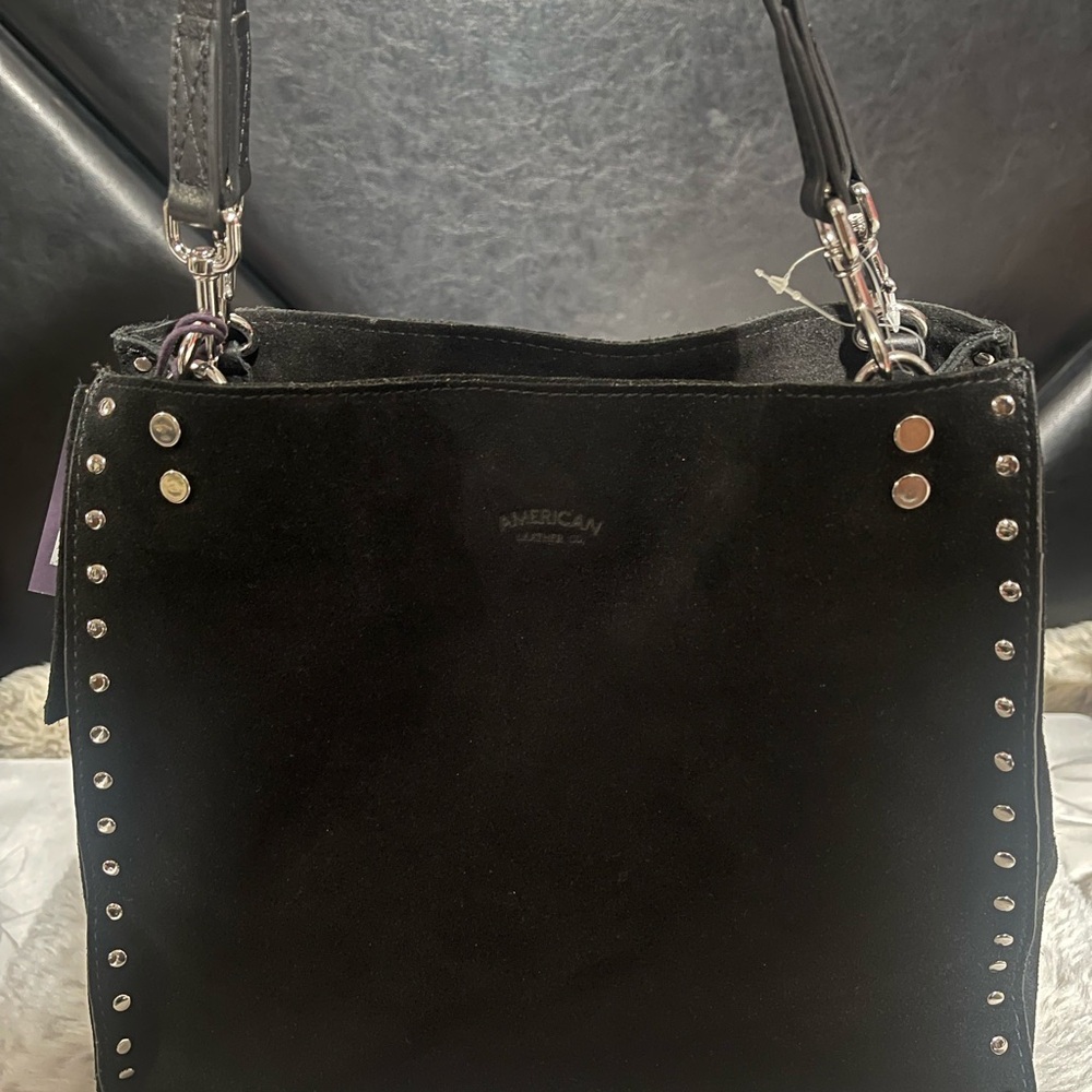 AMERICAN LEATHER CO. Suede Studded Satchel Brand New Suede bags are trending!!